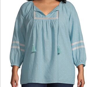 St. John's Bay-Plus Split Crew Neck 3/4 Sleeve M. New with Tags